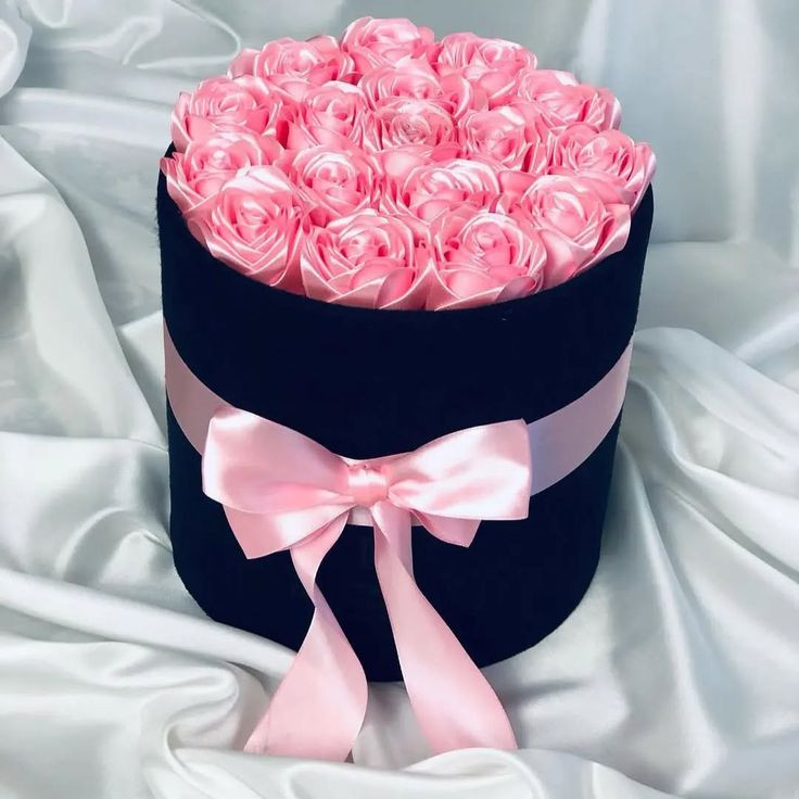 باکس گل ولنتاین باکس گل ساتن روبانی هدیه ولنتاینی