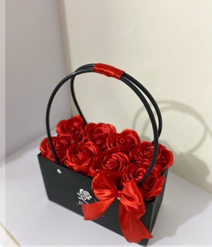 باکس گل رز روبانی مصنوعی گل خواستگاری باکس گل عیادت باکس گل