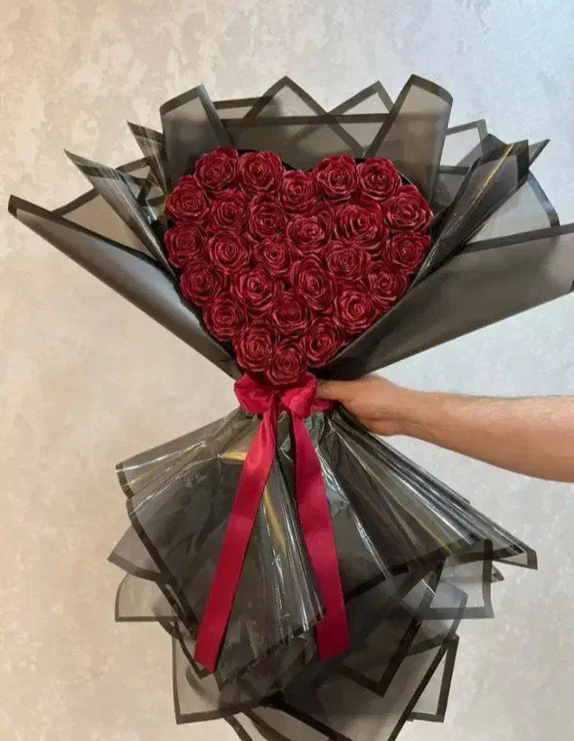 دسته گل رز روبانی مصنوعی ۱۸شاخه دسته گل شیک گل خواستگاری
