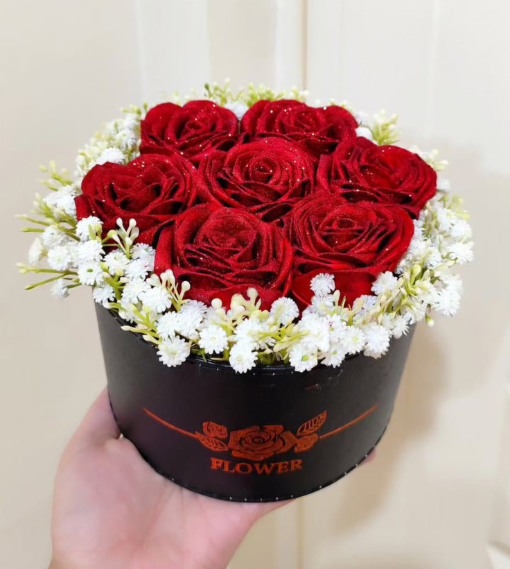 باکس گل رز روبانی مصنوعی گل خواستگاری باکس گل عیادت باکس گل