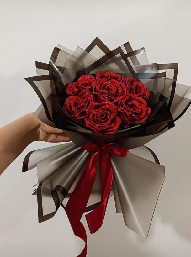 دسته گل رز روبانی مصنوعی گل روبانی دسته گل ارزان قیمت