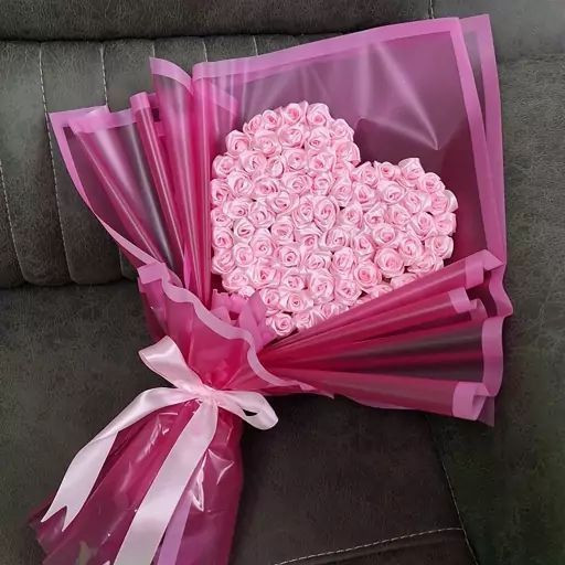 دسته گل رز روبانی مصنوعی ۱۸شاخه دسته گل خواستگاری