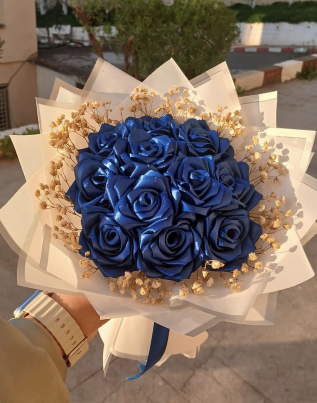 دسته گل رز روبانی مصنوعی ۱۰شاخه دسته گل ولنتاین گل خواستگاری