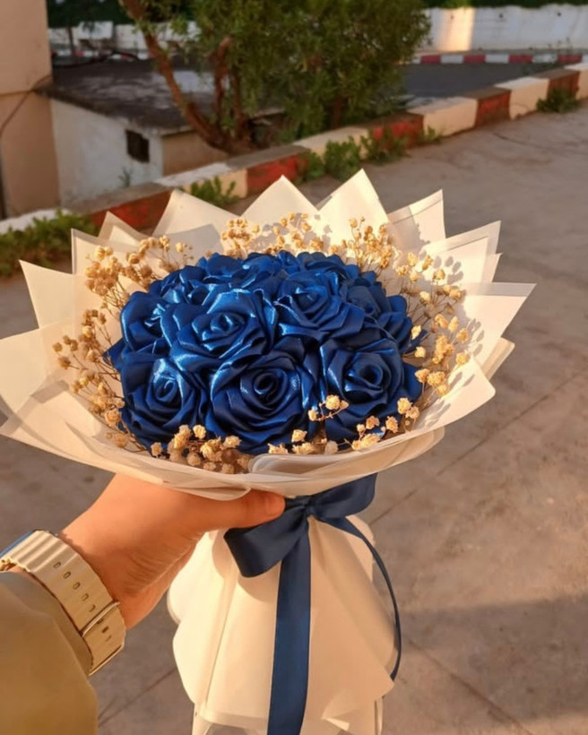 دسته گل رز روبانی مصنوعی ۱۰شاخه دسته گل ولنتاین گل خواستگاری