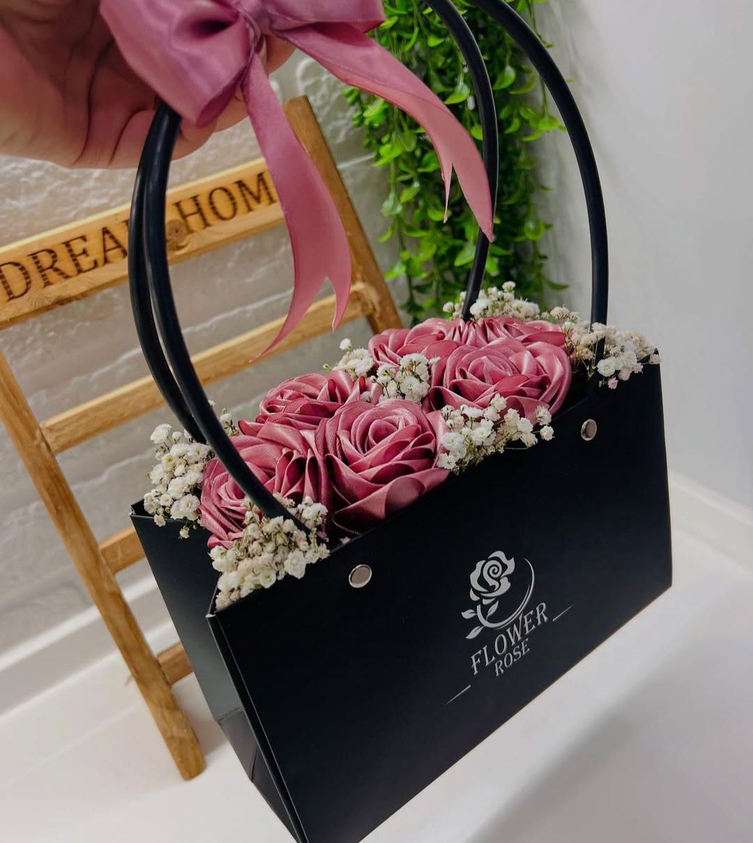 باکس گل رز روبانی مصنوعی گل خواستگاری باکس گل عیادت باکس گل