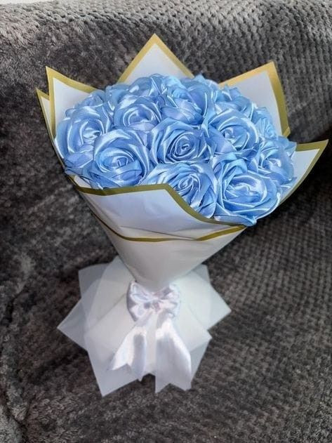 دسته گل رز روبانی مصنوعی ۱۰شاخه دسته گل ولنتاین گل خواستگاری