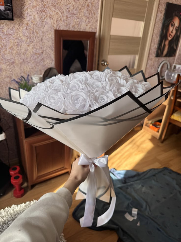دسته گل رز روبانی ۲۰شاخه دسته گل رز مصنوعی دسته گل ولنتاین گل خواستگاری