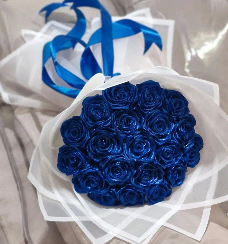 دسته گل رز مصنوعی ۱۸شاخه اکلیلی دسته گل رز روبانی گل ولنتاین